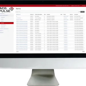 Dataskärm med Q-Web® som är ett webbaserat logistikprogram för artikelhantering från ACG Pulse