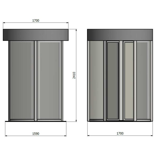 The dimensions of our Revolving Door for unmanned storage areas
